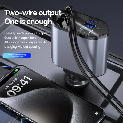 4 in 1 Retractable Car Charger with cable - Image 4