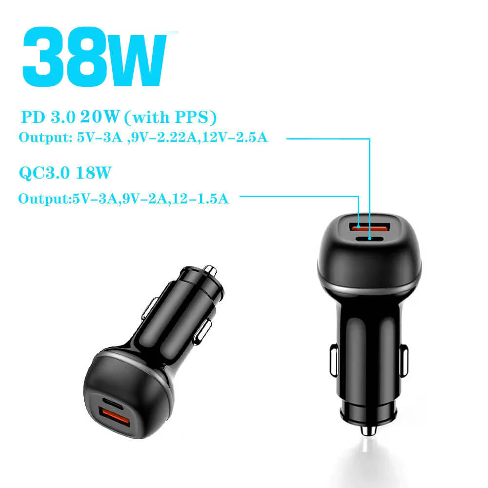 Cargador de coche rápido doble USB-C y USB-A - Image 2