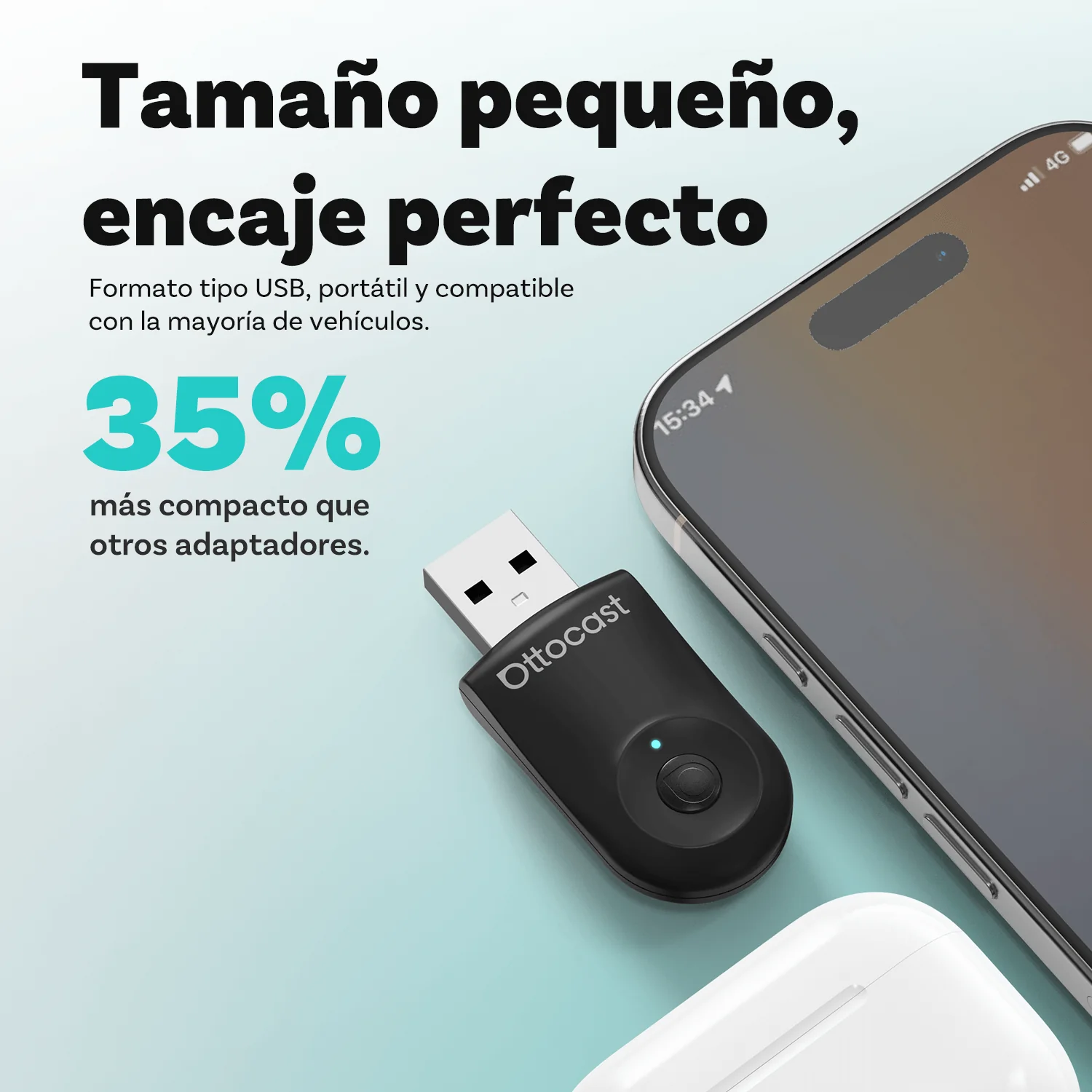 Ottocast® Mini adaptador inalámbrico CarPlay/Android Auto - Image 3