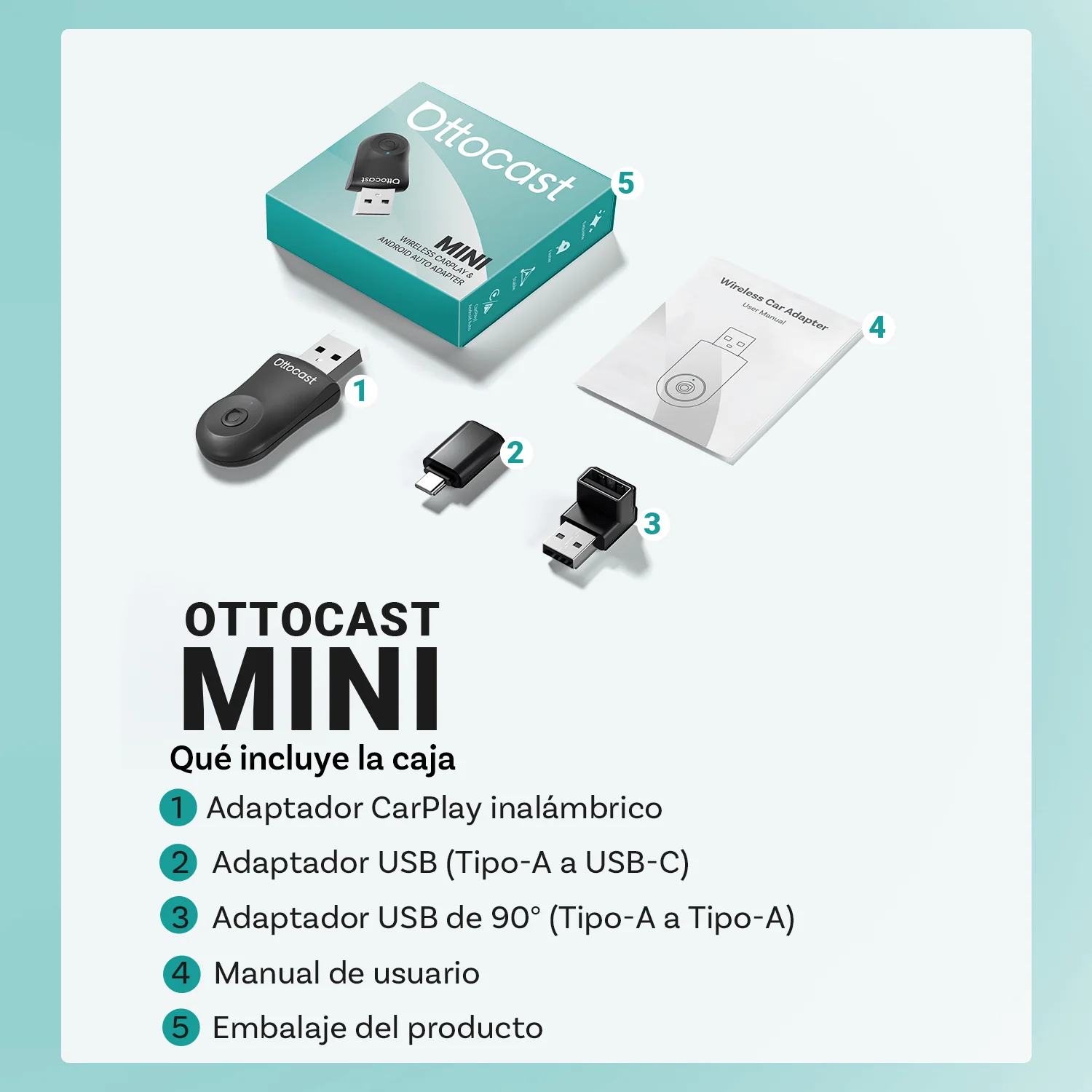 Ottocast® Mini adaptador inalámbrico CarPlay/Android Auto - Image 13
