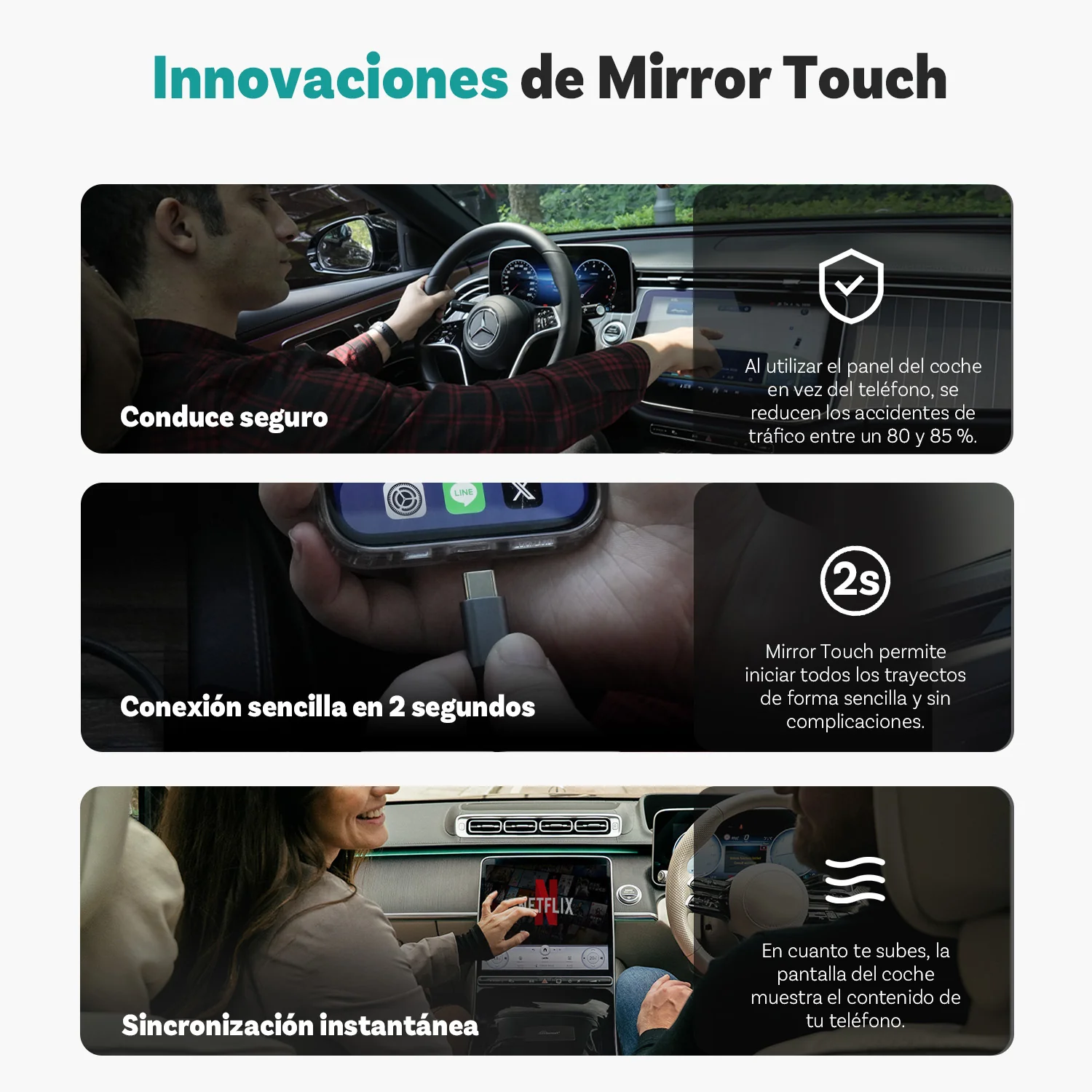 Ottocast® Mirror Touch adaptador CarPlay inalámbrico - Image 6