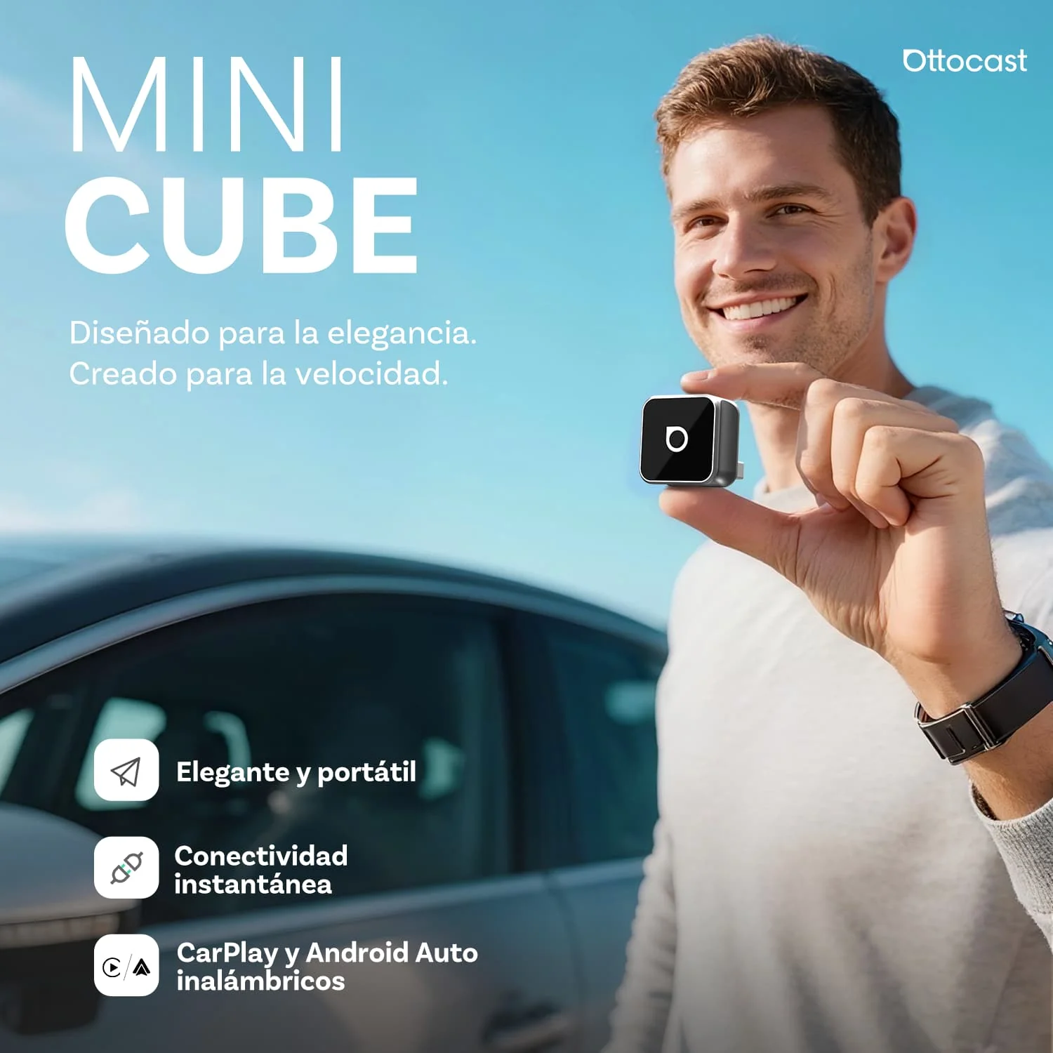 OTTOCAST® Mini Cube 3.0 Adaptador inalámbrica CarPlay y Android Auto - Image 12