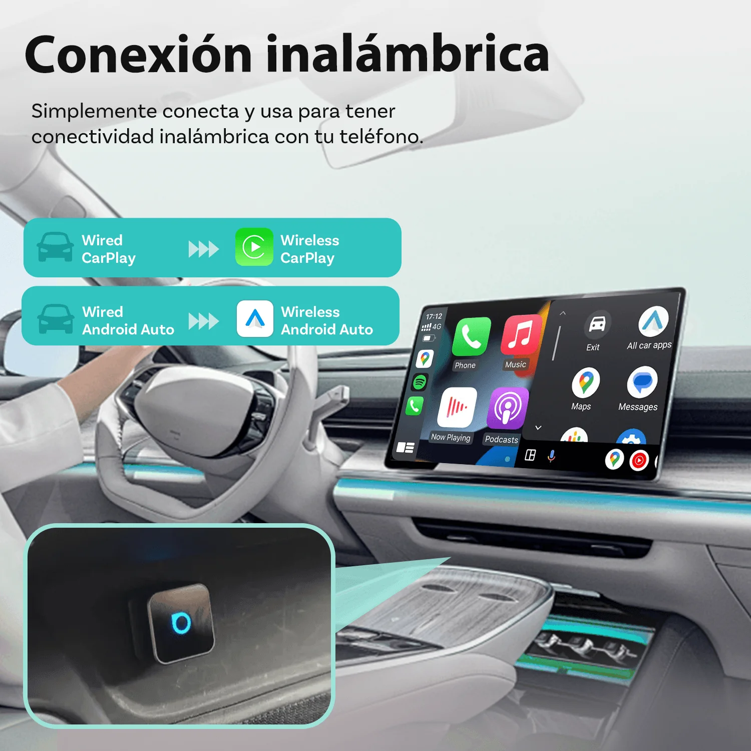 OTTOCAST® Mini Cube 3.0 Adaptador inalámbrica CarPlay y Android Auto - Image 16