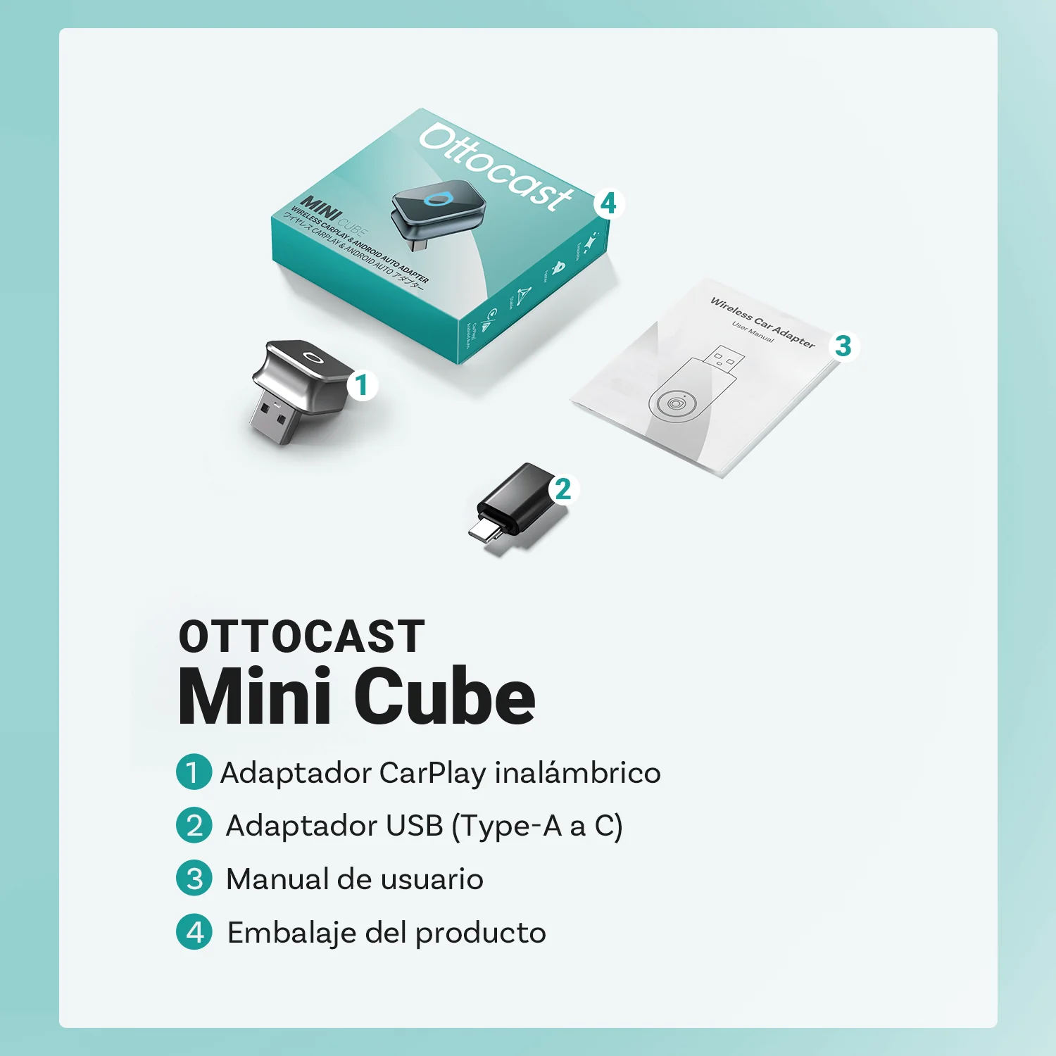 OTTOCAST® Mini Cube 3.0 Adaptador inalámbrica CarPlay y Android Auto - Image 22