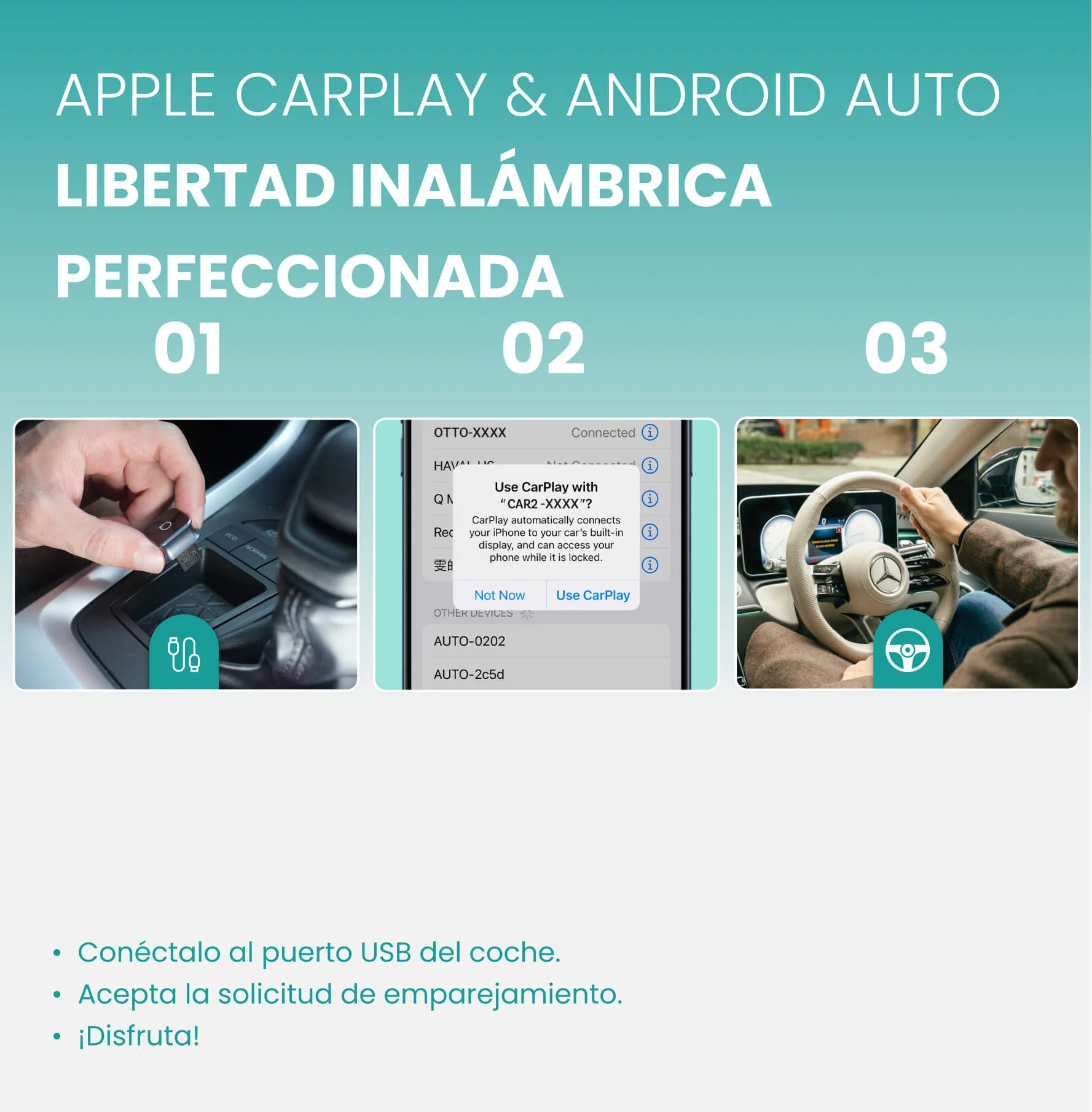 OTTOCAST® Mini Cube 3.0 Adaptador inalámbrica CarPlay y Android Auto - Image 7