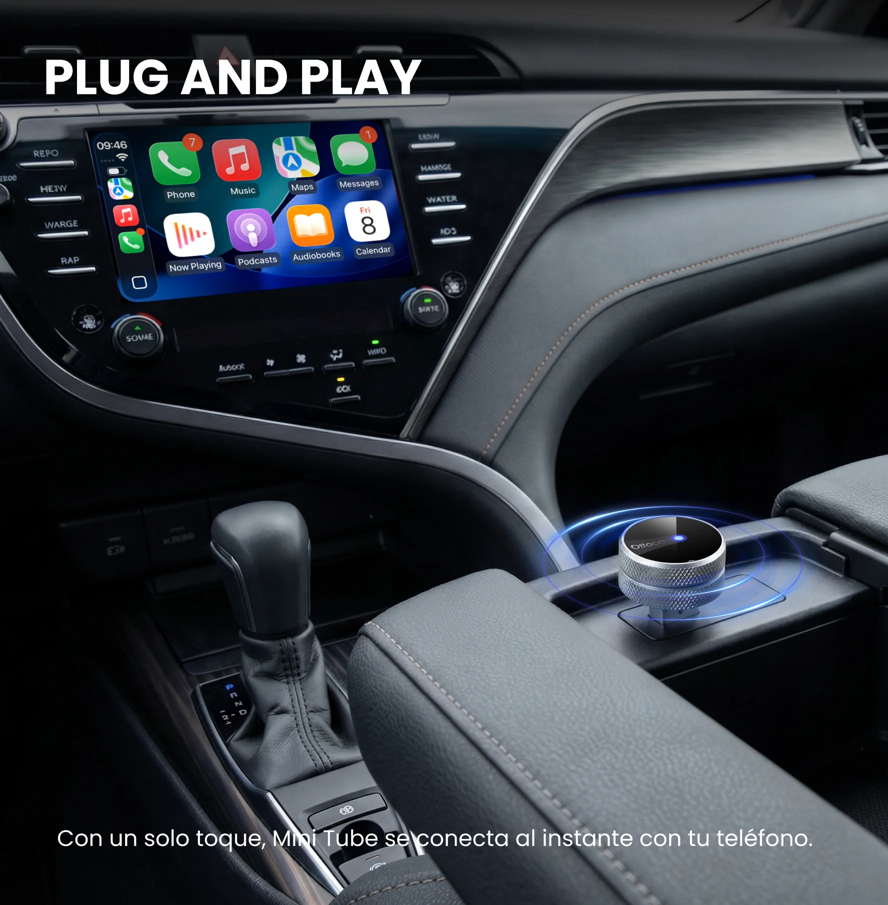 Ottocast Mini Tube – Adaptador inalámbrico para CarPlay y Android Auto - Image 6
