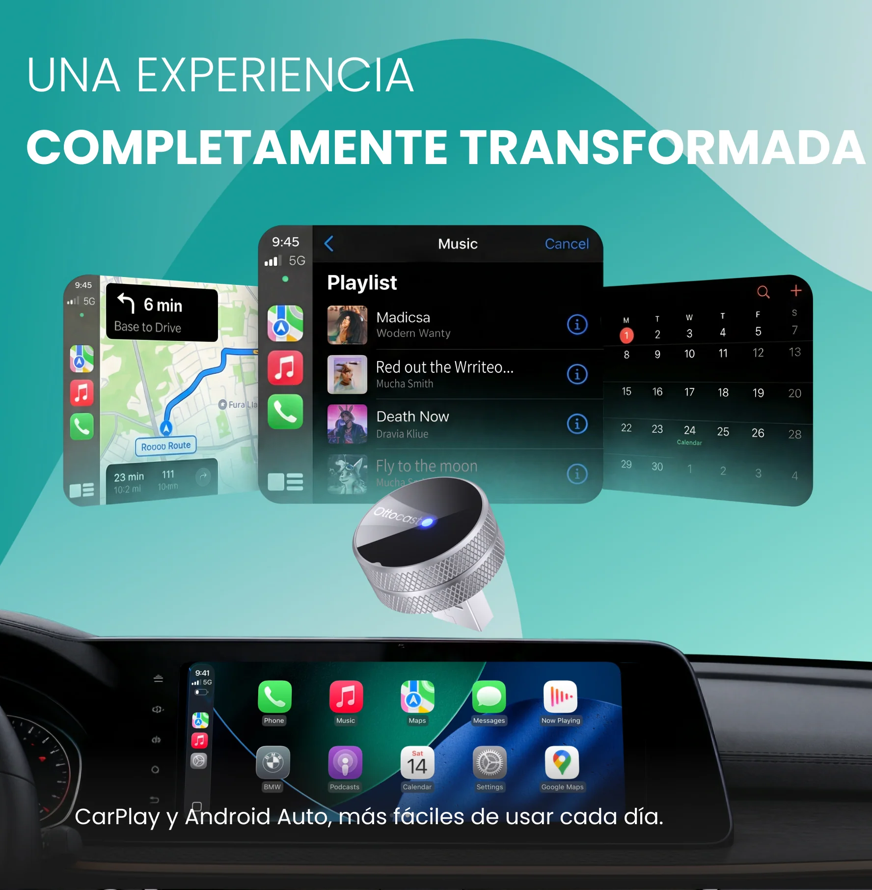 Ottocast Mini Tube – Adaptador inalámbrico para CarPlay y Android Auto - Image 7