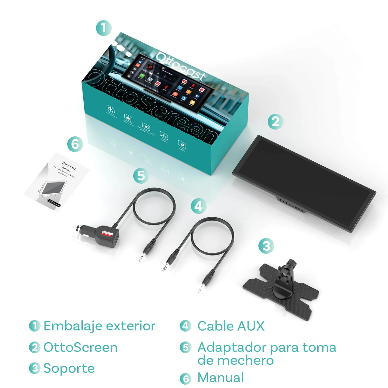 Ottocast® Screen Flow Apple CarPlay y Android Auto pantalla inalámbricos - Image 8