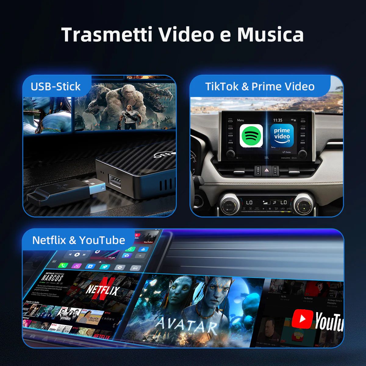 Play2Video Pro adaptador CarPlay/ Android Auto inalámbrico  con vídeo - Image 5