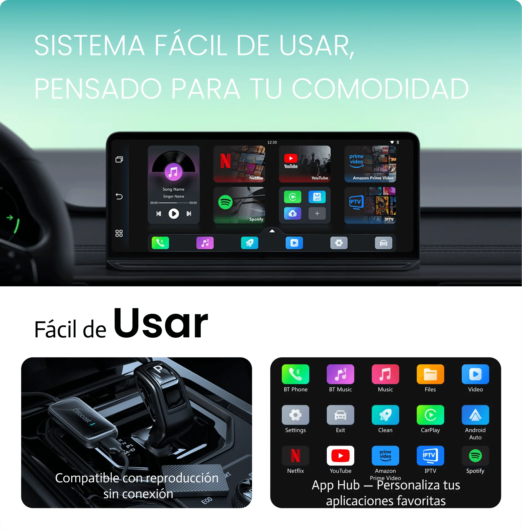 Play2Video Ultra · Adaptador inalámbrico CarPlay/Android Auto con Netflix, YouTube, Prime Video y más - Image 8