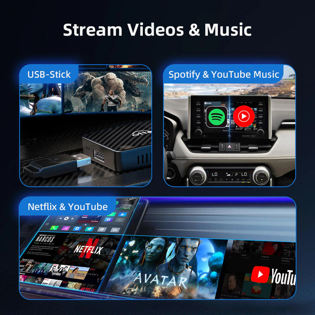 Play2Video-Pro Wireless CarPlay/ Android Auto 3-in-1 Adapter - Image 9